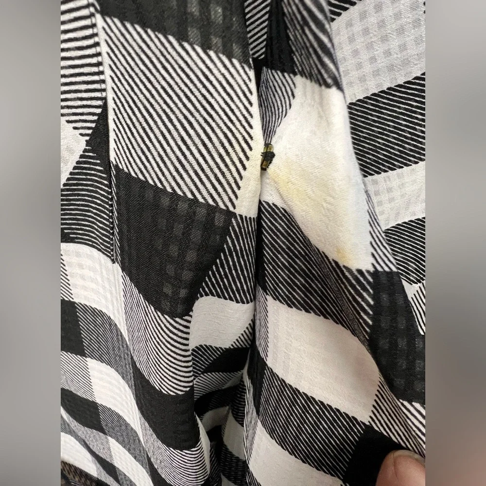 Michael Kors Black/White Plaid Shirt-‎ Small, Discoloration near snap in front